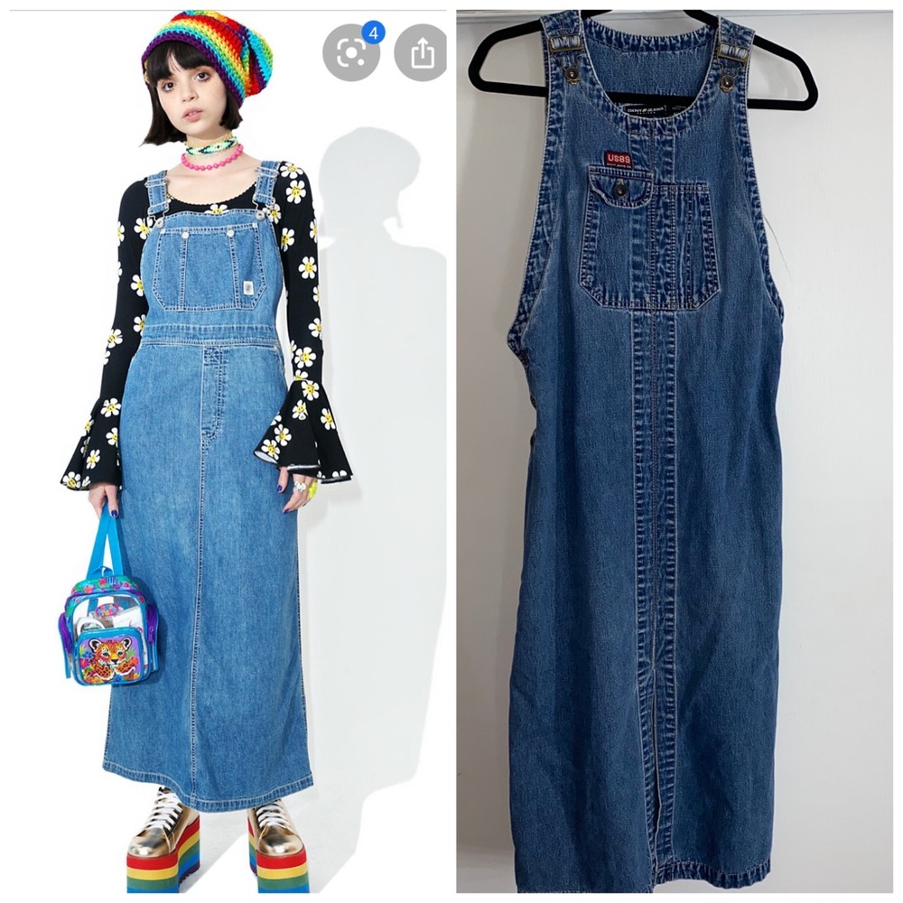 Vintage 90’s DKNY Overall Maxi Denim Dress